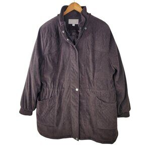 Croft Barrow Coat Plus Size 2X 18/20 Full Zip Up Ultrasuede Brown Warm Winter